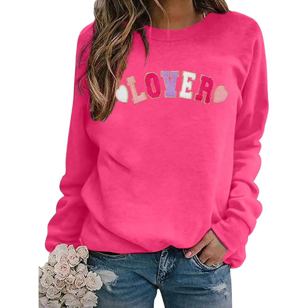 New In Package! Womens XL Cotton Blend Lover Graphic Sweatshirt in Pink